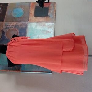 Alibi Elegant Orange Halter Dress Layered Sheer Flowy Style Size M